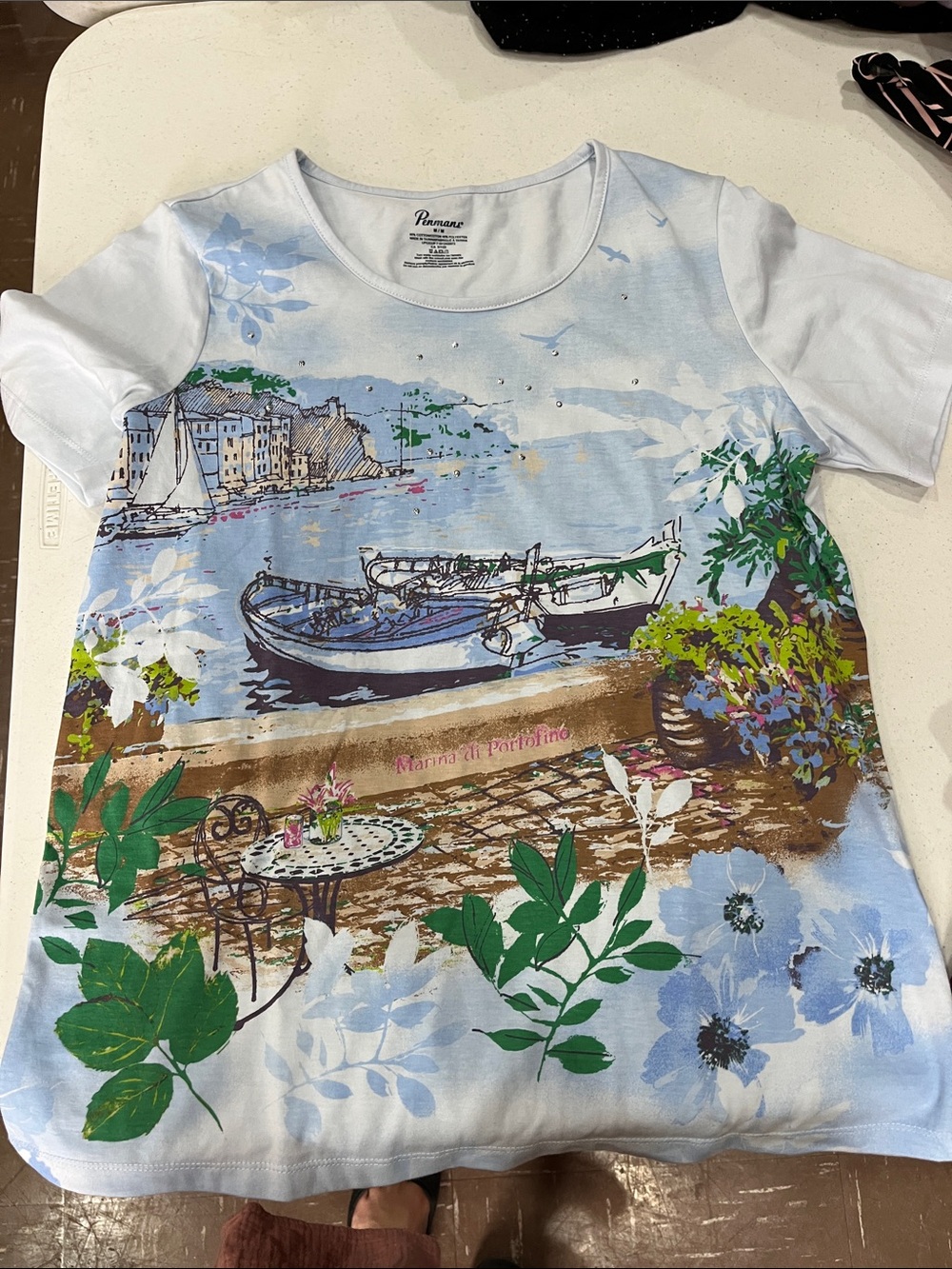 Penmans Light Blue Scenic Boat Print women's medium